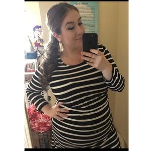 Old navy size L black and white stripe dress